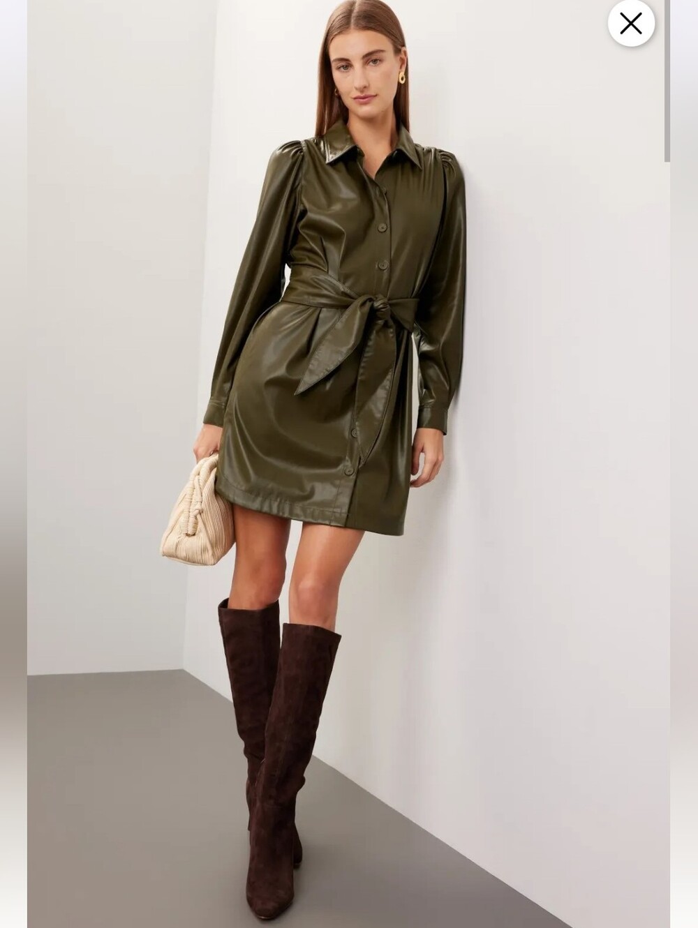 PETER SOM LEATHER SHIRT DRESS SIZE 2 MSRP $355